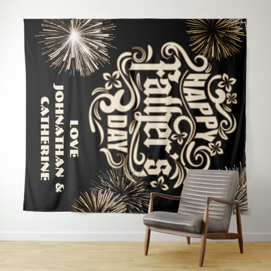 ハッピーファーザーの日の休日の背景の家族 タペストリー (インサイチュ(横))