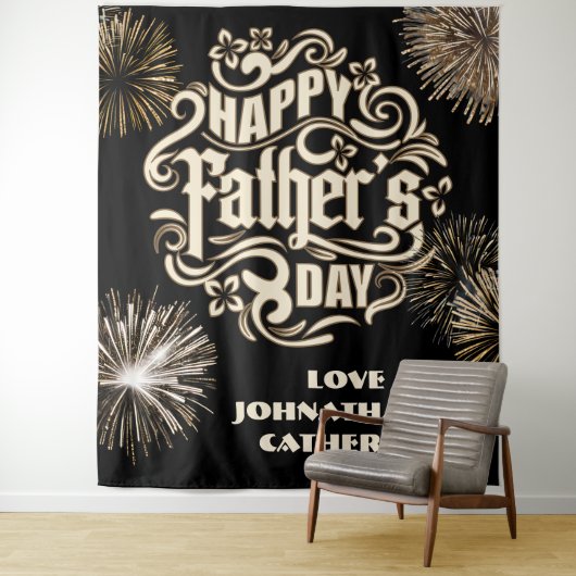 ハッピーファーザーの日の休日の背景の家族 タペストリー (インサイチュ)