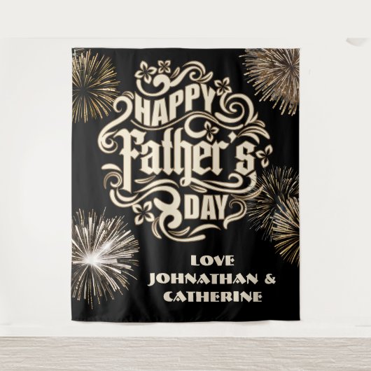 ハッピーファーザーの日の休日の背景の家族 タペストリー (正面)