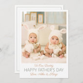ハッピーファーザーの日カスタムの写真ツインズホリデーカード 案内状 (正面/裏面)