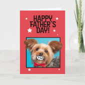 ハッピーファーザーの日ヨークシャーテリア犬と大きなスマイルユーモア シーズンカード (正面)