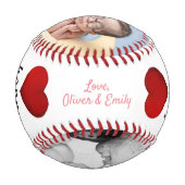 ハッピーファーザーの日赤いハート4 Photo Collage 野球ボール (裏面)