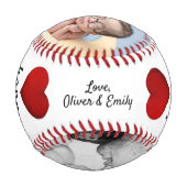 ハッピーファーザーの日赤いハート4 Photo Collage 野球ボール (裏面)