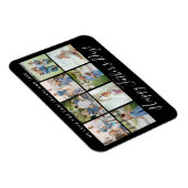 ハッピーファーザーの日8フォトコラージュカスタムブラック マグネット (右側)