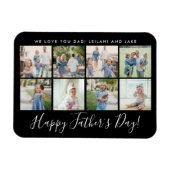 ハッピーファーザーの日8フォトコラージュカスタムブラック マグネット (横)