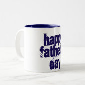ハッピーファーザーズおもしろいデイタイポグラフィブルーホワイトマグ ツートーンマグカップ (正面左)