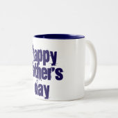 ハッピーファーザーズおもしろいデイタイポグラフィブルーホワイトマグ ツートーンマグカップ (正面右)