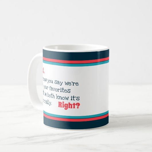 ハッピーファーザーズお気に入りのデイタイポグラフィコーラルストライプ コーヒーマグカップ (正面左)