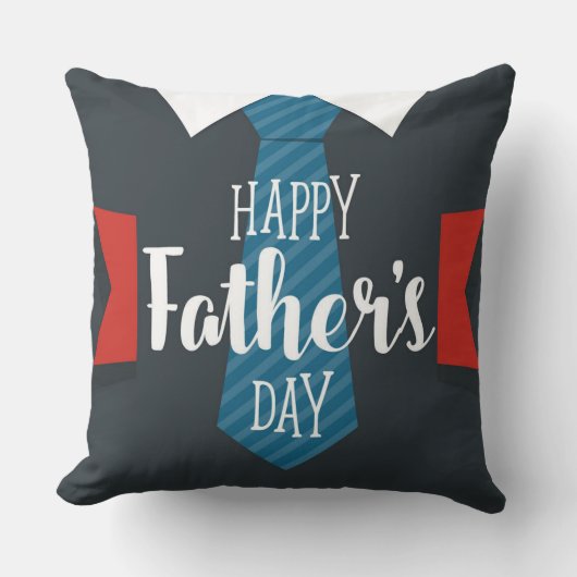 ハッピーファーザーズの日ビッグタイブルーレッドホワイト クッション (正面)