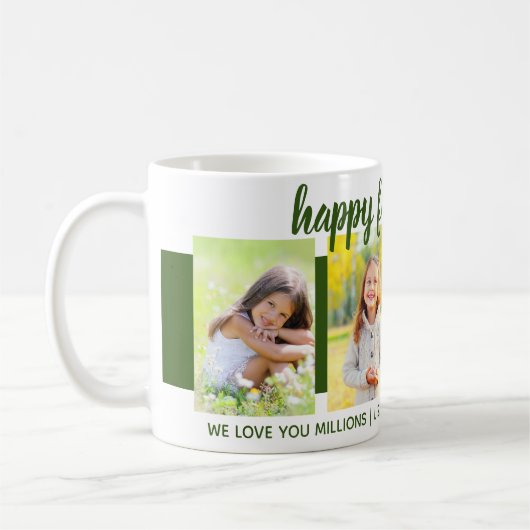 ハッピーファーザーズカスタムデイ挨拶4 Photo Green コーヒーマグカップ (左)