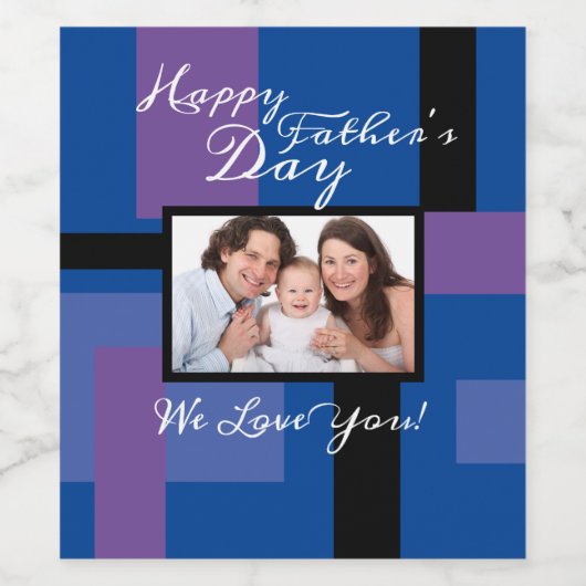 ハッピーファーザーズカスタムデイ1フォトブルー ワインラベル (シングルラベル)