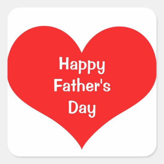 ハッピーファーザーズカラフルデイハートレッドホワイトカスタム スクエアシール (正面)