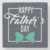 ハッピーファーザーズデイエンブレムブルーホワイト ストーンコースター (正面)