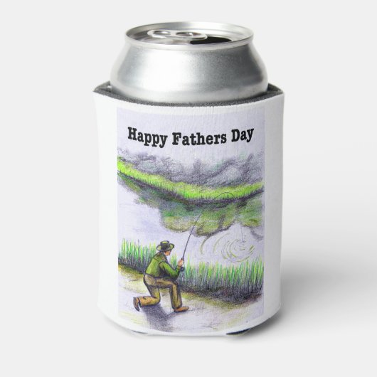ハッピーファーザーズデイカード魚釣りマス用サーモン 缶クーラー (缶裏面)