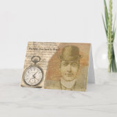 ハッピーファーザーズデイスチームパンク紳士ボウリングをする人、 クリケットの投手ハット カード (正面)