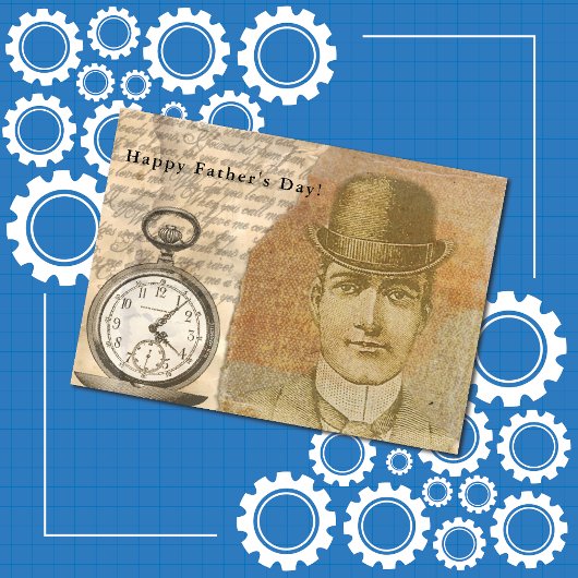 ハッピーファーザーズデイスチームパンク紳士ボウリングをする人、 クリケットの投手ハット カード