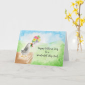 ハッピーファーザーズデイステップパパバードフラワーアート カード (黄色い花)