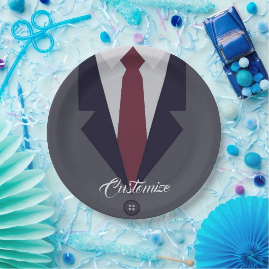 ハッピーファーザーズデイスーツ紙 ペーパープレート (パーティー)