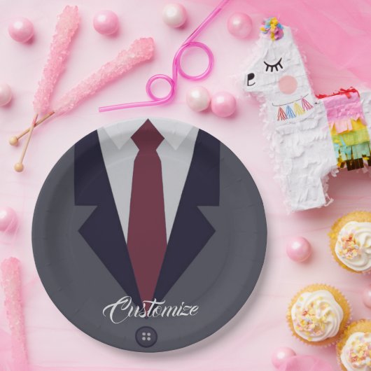 ハッピーファーザーズデイスーツ紙 ペーパープレート (パーティー)