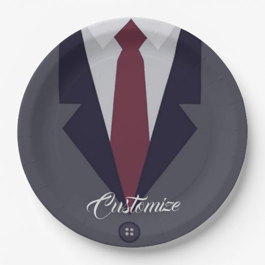 ハッピーファーザーズデイスーツ紙 ペーパープレート (正面)