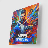 ハッピーファーザーズデイダディーゲーマー | スクエア壁時計 (傾斜)