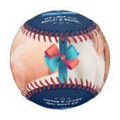 ハッピーファーザーズデイネイビーブルータイポグラフィ 野球ボール (正面)