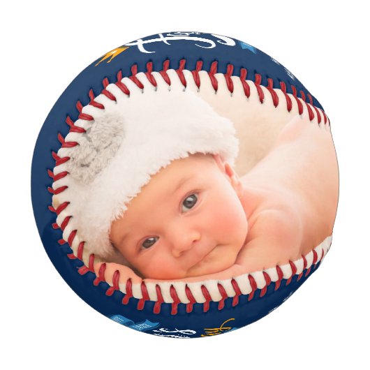 ハッピーファーザーズデイネイビーブルータイポグラフィ 野球ボール (正面左)