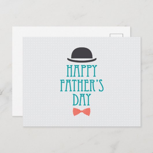 ハッピーファーザーズデイハット&ボウタイ |はがき ポストカード (正面/裏面)