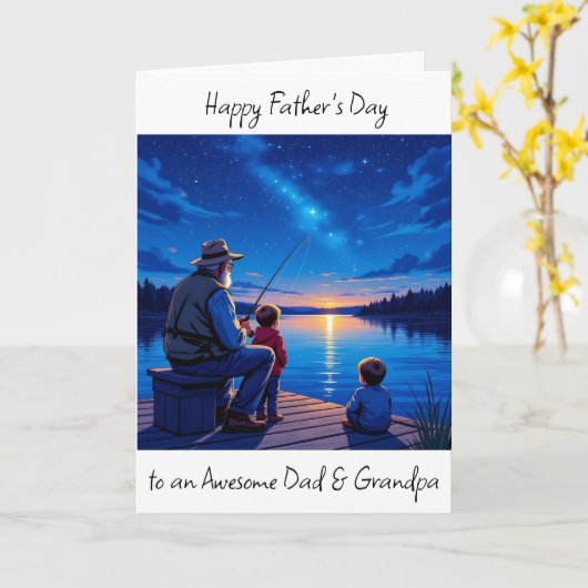ハッピーファーザーズデイパパとおじいちゃん カード (黄色い花)