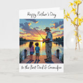 ハッピーファーザーズデイパパ&グランドパパーソナライズされた カード (黄色い花)