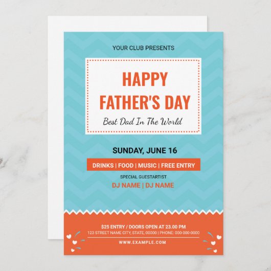 ハッピーファーザーズデイパーティの招待状 招待状 (正面/裏面)