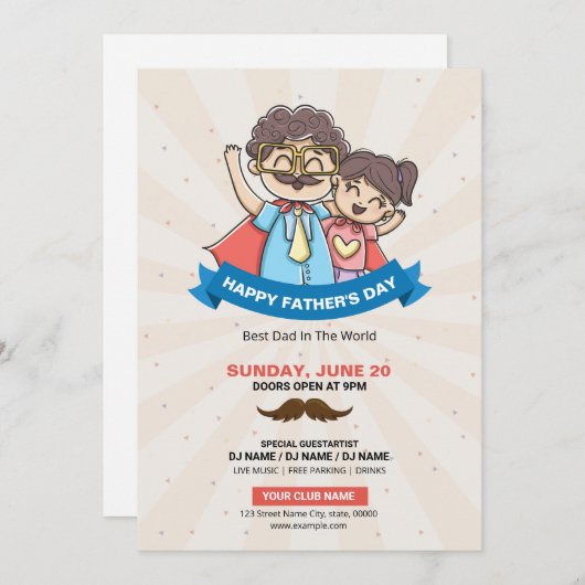 ハッピーファーザーズデイパーティの招待状 招待状 (正面/裏面)