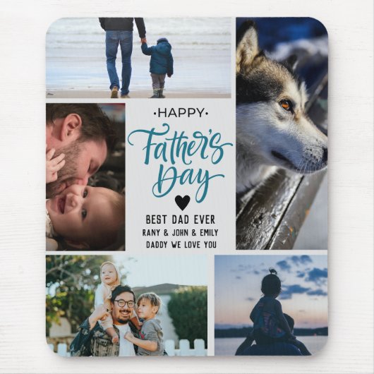 ハッピーファーザーズデイフォトコラージュ名前をカスタムするダディ マウスパッド (正面)