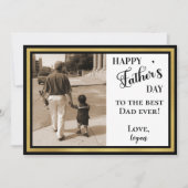 ハッピーファーザーズデイブラック&金ゴールドアールデコ カード (正面)