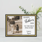 ハッピーファーザーズデイブラック&金ゴールドアールデコ カード (スタンド正面)