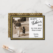 ハッピーファーザーズデイブラック&金ゴールドアールデコ カード (正面/裏面インサイチュ)