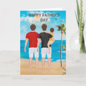 ハッピーファーザーズデイブルネットブラウンゲイカップル カード (正面)