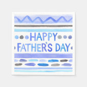 ハッピーファーザーズデイブルーウォーターストライプカラー スタンダードカクテルナプキン (正面)