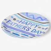 ハッピーファーザーズデイブルーウォーターストライプカラー ペーパープレート (アングル)