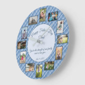 ハッピーファーザーズデイブループレイドファミリー写真テンプレート ラージ壁時計 (傾斜)