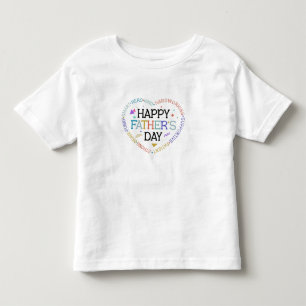 ハッピーファーザーズデイワードクラウドハートデザイン トドラーTシャツ