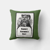ハッピーファーザーズデイヴィンテージレトロスケッチ クッション (裏面)