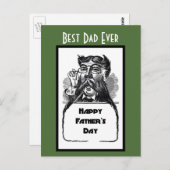 ハッピーファーザーズデイヴィンテージレトロスケッチ ポストカード (正面/裏面)