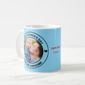 ハッピーファーザーズデイ写真カスタム文字ブラックブルー コーヒーマグカップ (正面左)