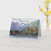 ハッピーファーザーズデイ恵みマウンテンレイクツリーズ カード (黄色い花)