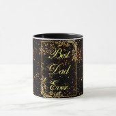 ハッピーファーザーズデイ書道金ゴールド紙吹雪ブラック マグカップ (中央)