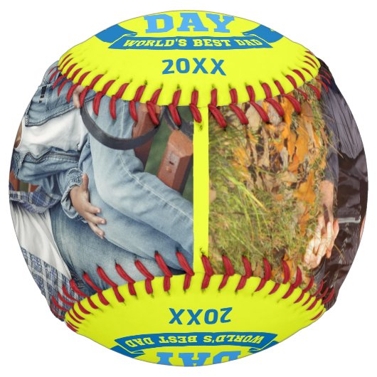 ハッピーファーザーズデイ最高のパパ |写真パーソナライズされた ソフトボール (正面)