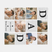 ハッピーファーザーズデー写真入りパーソナライズドダッドフォーエバー フリースブランケット (正面(横))