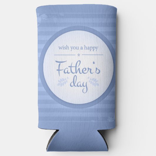 ハッピーファーザーズ文字ブルー スリム缶クーラー (正面)