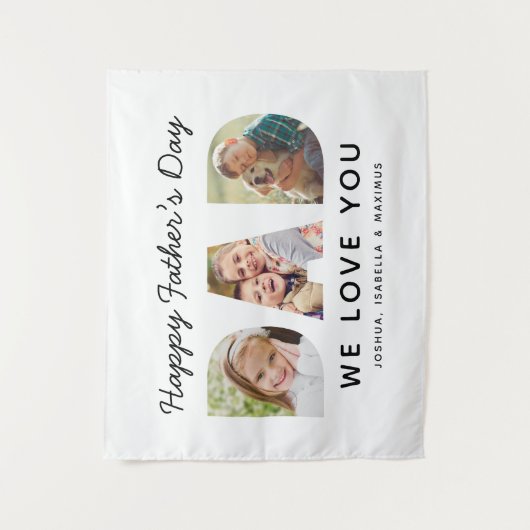ハッピーファーザーズ日パパカスタムフォトコラージュ タペストリー (正面)